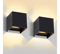 YICALE Aplique Pared Interior/Exterior 2 Pzs,12W IP65 Impermeable Lampara Exterior Pared 3000K Blanco Cálido Ángulo de Luz Ajustable Apliques Pared Negro para Patio,Escaleras,Balcón,Jardín,Porche