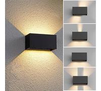 YICALE Aplique Pared Exterior LED 12W, Apliques Exterior 3000K Blanco Cálido,Lampara Exterior Pared Impermeable IP65 Ángulo de haz Ajustable Aplique de Pared Aluminio Negro para Terraza,Jardín,Balcón