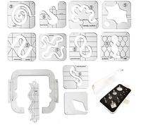 YICBOR Juego de 11 plantillas de acolchado serie 5 + 1 marco de acolchado + 9 piezas de prensatelas transparentes para bordar acolchado de movimiento libre