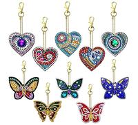 YICH Llavero Pintura Diamante DIY Pintura De Diamante Completo Llavero 5Piezas Llavero Diamond Painting de Corazón de Amor para Mujer Niña Mochila Monedero Bolso Decoración