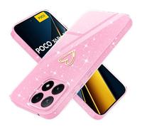 Yichxu Funda para Xiaomi Poco X6 Pro 5G, funda con purpurina con corazón Love silicona TPU antigolpes, brillante, ultrafina, resistente a los arañazos, para Xiaomi Poco X6 Pro 5G, rosa