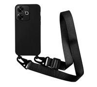 Yichxu Handyband Hülle für Xiaomi Redmi 13 4G mit Band, TPU Silikon Handyhülle mit Kordel Lanyard, Schutzhülle mit Kette Stoßfest Nylon Schultergurt Necklace Handy Hülle für Redmi 13 4G, Schwarz