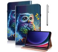 YiChZhe Funda para Samsung Galaxy Tab S10 Ultra/Tab S9 Ultra/Tab S8 Ultra con soporte para bolígrafo, piel sintética, resistente a los golpes, fina, con soporte ajustable y ranura para tarjetas, búho