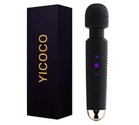 YICOCO Masajeador Eléctrica Recargable Wand Massager, 25 Modos de Frecuencia, Silicona Suave, Impermeable, Carga USB (Black)