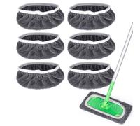 Yicotira Almohadillas reutilizables de microfibra compatibles con Swiffer Sweeper, paños de barrido secos y paños de fregona húmedos, almohadillas húmedas lavables para fregar suelos, paquete de 6