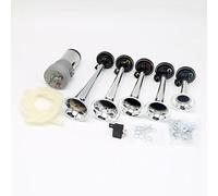 YIDA Bocina de coche Car Horn 150 dB Air Horn Plata Bocina de aire con 5 trompetas Música Bocina de automóvil bocina de aire con compresor Altavoz de música para 12V camiones trenes barcos coches