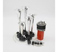 YIDA Car Horn Bocina de aire Bocina de camión 150db 5 Trompeta Música Bocina de automóvil automotriz Bocina de aire con rojo compresor Bocina automática para 12V Camiones Trenes Barco Coches Vans