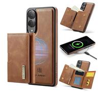 Yidai-Silu Funda magnética desmontable 2 en 1 para Samsung S25 Edge, carga inalámbrica, bloqueo RFID, ranura para tarjetas, funda de piel sintética, funda protectora para Samsung Galaxy S25 Edge