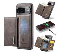 Yidai-Silu Funda para Google Pixel 9 2 en 1, funda de teléfono móvil extraíble magnética, funda de piel sintética, funda de piel sintética, con compartimento para tarjetas de carga, RFID para Google