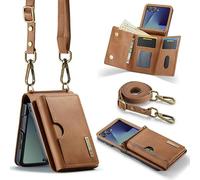 Yidai-Silu Funda para Samsung Z Flip 7 2-IN-1 desmontable funda de teléfono móvil magnética funda de piel sintética funda de piel sintética inalámbrica con tarjetero RFID funda plegable para Samsung