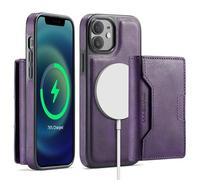 Yidai-Silu RFID Blocker Hülle für iPhone 12/12 Pro 2-in-1 abnehmbare Magnet Handyhülle Wallet Case mit Kartenhalter Kabellose Laden Backcover Stoßfestes Etui für Apple iPhone 12/12 Pro - Lila