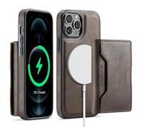 Yidai-Silu RFID Blocker Hülle für iPhone 12 Pro Max 2-in-1 abnehmbare Magnet Handyhülle Wallet Case mit Kartenhalter Kabellose Laden Backcover Stoßfestes Etui für Apple iPhone 12 Pro Max - Kaffee