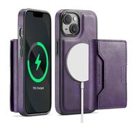Yidai-Silu RFID Blocker Hülle für iPhone 13 2-in-1 abnehmbare Magnet Handyhülle Wallet Case mit Kartenhalter Kabellose Laden Backcover Stoßfestes Etui für Apple iPhone 13 - Lila