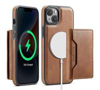 Yidai-Silu RFID Blocker Hülle für iPhone 14 Plus 2-in-1 abnehmbare Magnet Handyhülle Wallet Case mit Kartenhalter Kabellose Laden Backcover Stoßfestes Etui für Apple iPhone 14 Plus - Braun