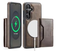 Yidai-Silu RFID Blocker Hülle für Samsung Galaxy S24 2-in-1 abnehmbare Magnet Handyhülle Wallet Case mit Kartenhalter Kabellose Laden Backcover Stoßfestes Etui für Samsung S24 - Kaffee