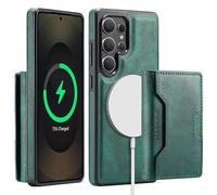 Yidai-Silu RFID Blocker Hülle für Samsung Galaxy S24 Ultra 2-in-1 abnehmbare Magnet Handyhülle Wallet Case mit Kartenhalter Kabellose Laden Backcover Stoßfestes Etui für Samsung S24 Ultra - Grün