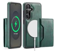 Yidai-Silu RFID Blocker Hülle für Samsung Galaxy S25 2-in-1 abnehmbare Magnet Handyhülle Wallet Case mit Kartenhalter Kabellose Laden Backcover Stoßfestes Etui für Samsung S25 - Grün