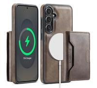 Yidai-Silu RFID Blocker Hülle für Samsung Galaxy S25+ 2-in-1 abnehmbare Magnet Handyhülle Wallet Case mit Kartenhalter Kabellose Laden Backcover Stoßfestes Etui für Samsung S25+ Plus - Kaffee