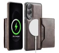 Yidai-Silu RFID Blocker Hülle für Samsung Galaxy S25 Edge 2-in-1 abnehmbare Magnet Handyhülle Wallet Case mit Kartenhalter Kabellose Laden Backcover Stoßfestes Etui für Samsung S25 Edge - Kaffee