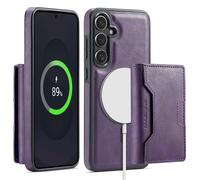 Yidai-Silu RFID Blocker Hülle für Samsung Galaxy S25 FE 2-in-1 abnehmbare Magnet Handyhülle Wallet Case mit Kartenhalter Kabellose Laden Backcover Stoßfestes Etui für Samsung S25 FE - Lila