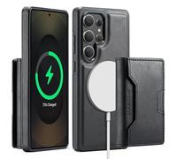 Yidai-Silu RFID Blocker Hülle für Samsung Galaxy S25 Ultra 2-in-1 abnehmbare Magnet Handyhülle Wallet Case mit Kartenhalter Kabellose Laden Backcover Stoßfestes Etui für Samsung S25 Ultra - Schwarz