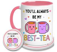 YIDAJI Taza de té con texto en inglés "You'll Always Be My Best-Tea" - Regalo para mejor amiga para mujeres, día de la amistad, idea de regalo de cumpleaños para amigas, mejores amigas, mejores amigas