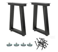 YIDELAI Juego de 2 patas trapezoidales negras de metal para muebles, patas de mesa de té de acero laminado en frío, patas de mesita de noche, patas de soporte para taburetes con almohadillas
