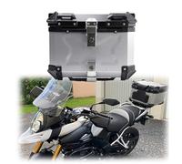 Yidelchon Universal Baúl De Moto Scooter Maleta Topcase Aluminio 28L 36L 45L 55L 65L 80L 100L Caja De Moto Cajón para Moto, con Respaldo Y Placa De Montaje (Color : X-Silver, Size : 80L)