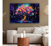 YIdhDCgj Cuadros decorativos de lienzo para colgar en la pared del salón. Obras de arte en lienzo para decorar paredes: Árbol, Flores, Mágico, Colorido (40x60cm/Marco interno).