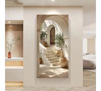 YIdhDCgj Paisaje isleño moderno en tonos beige y blanco, gran olivo mediterráneo impreso en lienzo, póster de pared para decoración del hogar (60x120cm/sin marco)