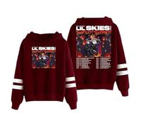 YIDHGQ Lil Skies Rapper Hoodies 2025 New Logo - Sudadera con Capucha Unisex a la Moda,Estampado De ModaCómoda Sudadera,Rojo,M