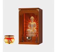 Yidlkecqey Altar Buda de Pared, Nicho Budista Personal Chino, Mesa de Meditación e Incienso para Buda, Dios de la Riqueza, Guanyin, Guan Gong(Walnut Color)