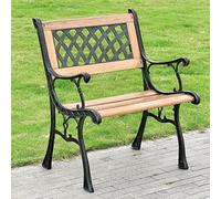 Yidlkecqey Banco de Parque de Metal con Respaldo de Diseño Floral, Silla Individual de Madera para Exteriores con Respaldo de Hierro Fundido, Ideal para Jardín, Patio, Villa y Balcón(Type D)