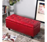 Yidlkecqey Banco Multifuncional con Asiento y almacenaje: Banco Zapatero 4 en 1 para la Entrada, otomana Rectangular para salón/Dormitorio/Armario(Wine Red,40x40x43cm/15.7x15.7x16.9in)