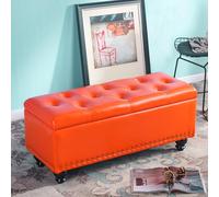 Yidlkecqey Banco Multifuncional con Asiento y almacenaje: Banco Zapatero 4 en 1 para la Entrada, otomana Rectangular para salón/Dormitorio/Armario(Orange,80x40x43cm/31.5x15.7x16.9in)