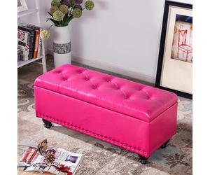 Yidlkecqey Banco Multifuncional con Asiento y almacenaje: Banco Zapatero 4 en 1 para la Entrada, otomana Rectangular para salón/Dormitorio/Armario(Fuchsia,100x40x43cm/39.4x15.7x16.9in)