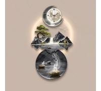 Yidlkecqey Cuadro Decorativo de Pared en 3D con diseño de Arenisca, Arte Mural con luz LED, Elegante Escultura Decorativa para la Entrada de la Sala de Estar.(Style H,60x120cm/23.6x47.2in)