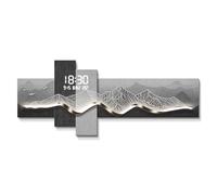 Yidlkecqey Decoración de Pared LED 3D con Reloj Calendario Perpetuo, Cuadro Luminoso de Acrílico para Salón y Dormitorio(Type A,42x100cm/16.5x39.3in)
