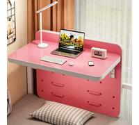 Yidlkecqey Escritorio Flotante para Litera de Dormitorio, Mesa de Noche Colgante Plegable con Ganchos Ajustables para Barandilla, Bandeja Colgante de Madera(Pink,40x30x30cm/15.7x11.8x11.8in)