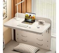 Yidlkecqey Escritorio Flotante para Litera de Dormitorio, Mesa de Noche Colgante Plegable con Ganchos Ajustables para Barandilla, Bandeja Colgante de Madera(White,80x30x35cm/31.5x11.8x13.7in)