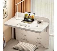 Yidlkecqey Escritorio Flotante para Litera de Dormitorio, Mesa de Noche Colgante Plegable con Ganchos Ajustables para Barandilla, Bandeja Colgante de Madera(Marble,60x30x35cm/23.6x11.8x13.7in)