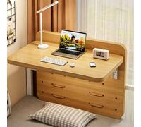 Yidlkecqey Escritorio Flotante para Litera de Dormitorio, Mesa de Noche Colgante Plegable con Ganchos Ajustables para Barandilla, Bandeja Colgante de Madera(Natural Wood,60x30x35cm/23.6x11.8x13.7in)