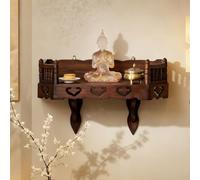 Yidlkecqey Estante de Altar Budista de Madera Maciza, Mini Santuario Shinto Montado en la Pared, Caja de Santuario Zen Totalmente Ensamblada para Meditación Espiritual(Large)