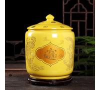 Yidlkecqey Frasco de cerámica con Tapa para Cocina, Recipiente hermético para almacenar Granos, dispensador de Granos, Recipiente para arroz con Tapa, Frasco hermético para Cereales.(E,17.5KG)