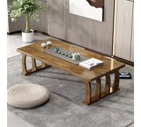 Yidlkecqey Mesa de Centro para Sentarse en el Suelo, Mesa Tatami Japonesa de Madera Maciza para Ventana Mirador, Mesa de Té Baja Estilo Zen para Lectura(Coffee Color,120x60x35cm/47.2x23.6x13.7in)