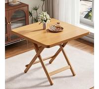 Yidlkecqey Mesa de Comedor Plegable Cuadrada de Madera, Mesa de Picnic portátil con Patas de Metal Resistentes, Mesa Plegable Que Ahorra Espacio(Natural Wood,70x70x70cm/27.5x27.5x27.5in)