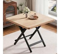 Yidlkecqey Mesa de Comedor Plegable Cuadrada de Madera, Mesa de Picnic portátil con Patas de Metal Resistentes, Mesa Plegable Que Ahorra Espacio(White Maple,70x70x50cm/27.5x27.5x19.7in)