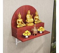 Yidlkecqey Mesa de Incienso y Nicho Budista de Bambú, Mueble de Santuario Budista de Pared - Estante de Altar para el Hogar para Adorar a Buda, Guanyin(Teak Color,50x41.6x46.6cm/19.7x16.4x18.3in)