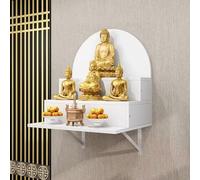 Yidlkecqey Mesa de Incienso y Nicho Budista de Bambú, Mueble de Santuario Budista de Pared - Estante de Altar para el Hogar para Adorar a Buda, Guanyin(White,70x41.6x46.6cm/27.6x16.4x18.3in)