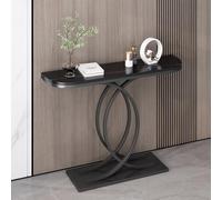 Yidlkecqey Mesa de Porche semicircular con gabinete de Porche Largo Against The Wall para Hotel, Mesa de sofá Consola con Base en Forma de corazón y Acabado Antiguo(D,100x35x80cm/39.4x13.8x31.5in)